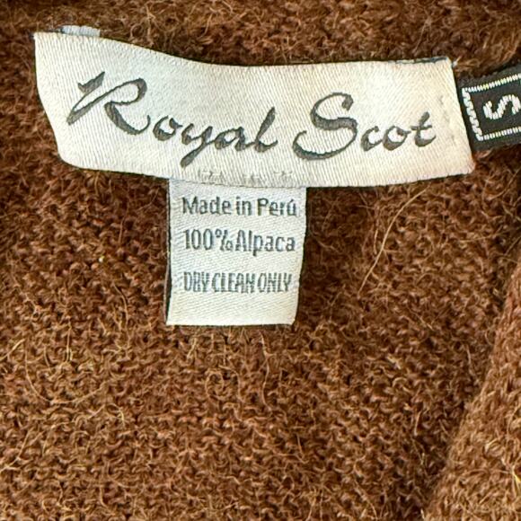 Royal Scot S Alpaca Blend Heather Brown Shawl Collar Cardigan Sweater w/ Pockets - Picture 5 of 6